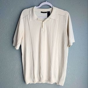 Claiborne Men's Knitted Polo Cream Sz L